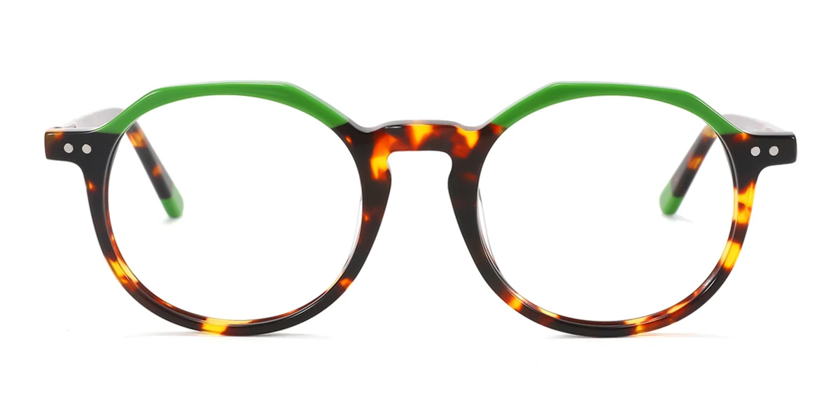 Green Oval Irregular Gorgeous Spring Hinges Eyeglasses | WhereLight