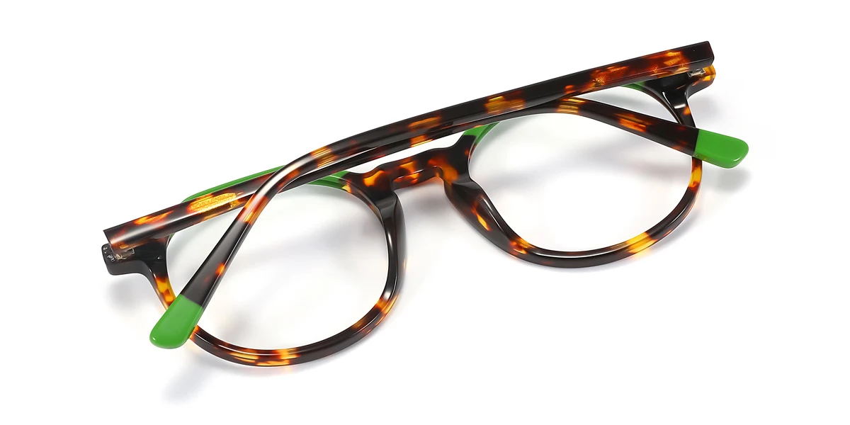 Green Oval Irregular Gorgeous Spring Hinges Eyeglasses | WhereLight