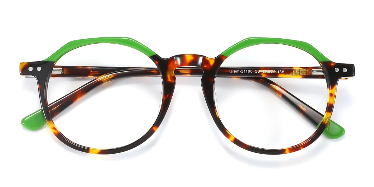 Green Oval Irregular Gorgeous Spring Hinges Eyeglasses | WhereLight