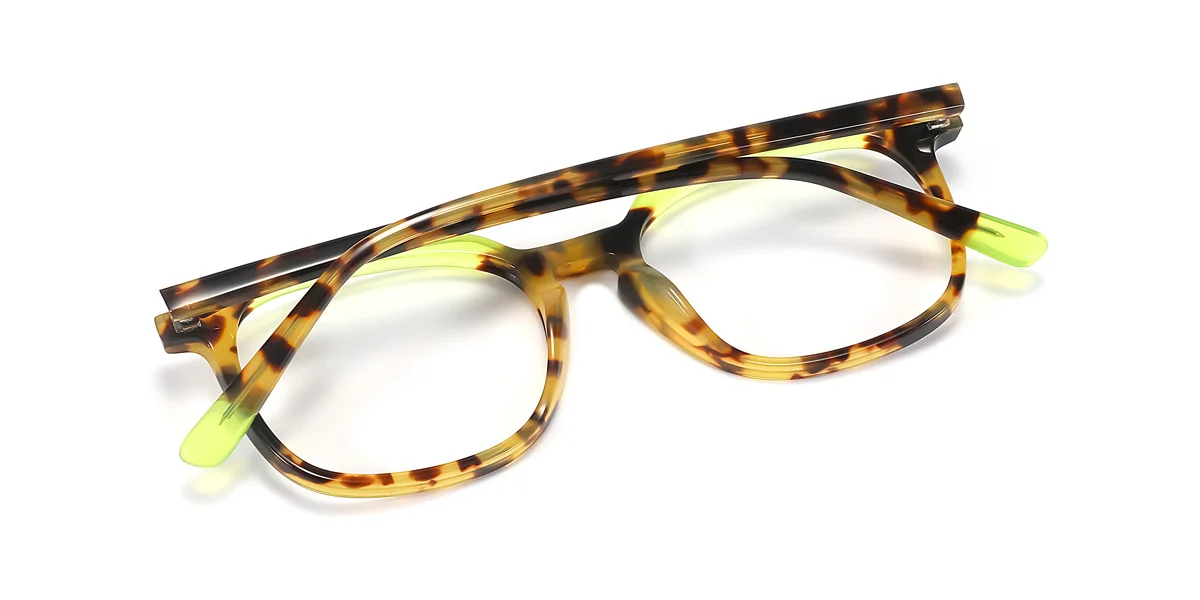 Green Irregular Gorgeous Spring Hinges Eyeglasses | WhereLight