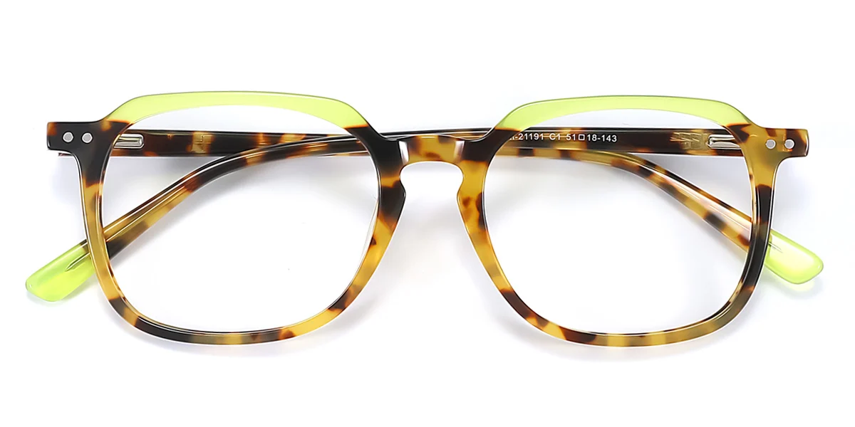 Green Irregular Gorgeous Spring Hinges Eyeglasses | WhereLight