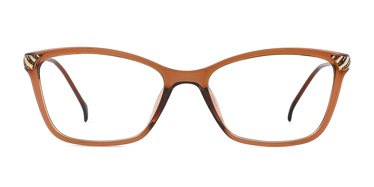 Brown Cateye Rectangle Simple Retro Spring Hinges Super Light Eyeglasses | WhereLight