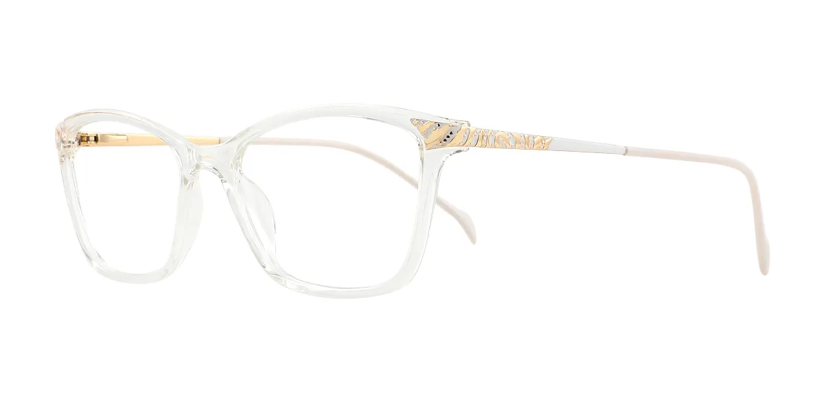 Clear Cateye Rectangle Simple Retro Spring Hinges Super Light Eyeglasses | WhereLight