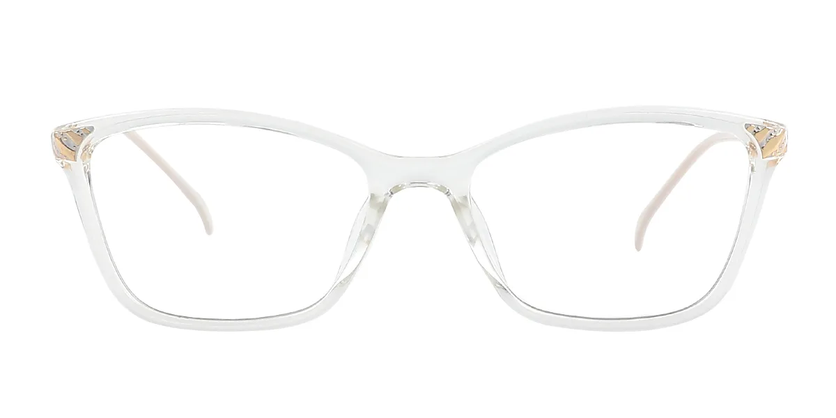 Clear Cateye Rectangle Simple Retro Spring Hinges Super Light Eyeglasses | WhereLight
