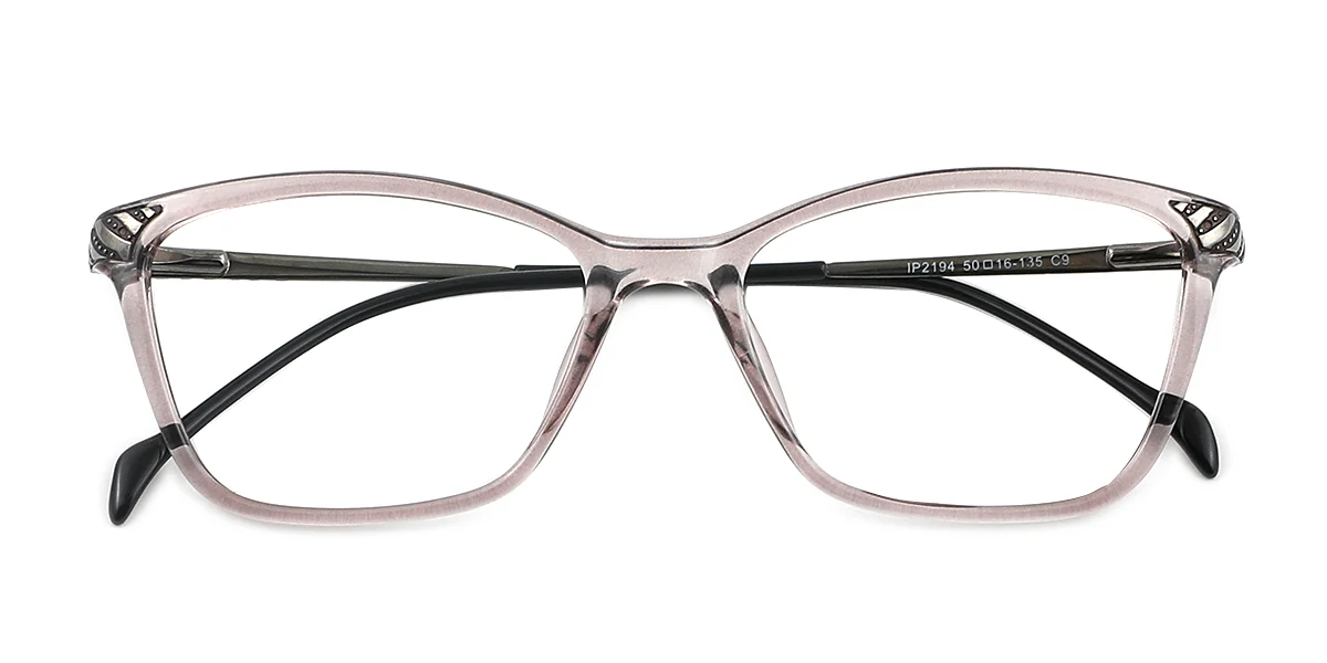 Grey Cateye Rectangle Simple Retro Spring Hinges Super Light Eyeglasses | WhereLight