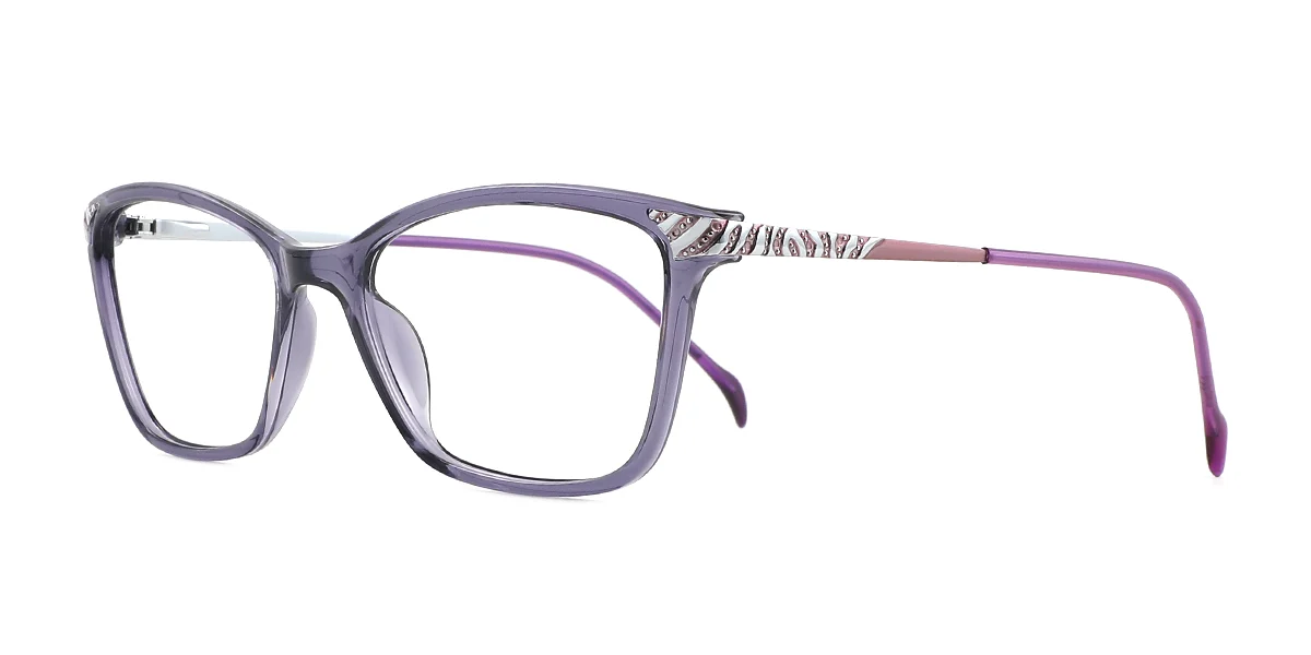 Purple Cateye Rectangle Simple Retro Spring Hinges Super Light Eyeglasses | WhereLight