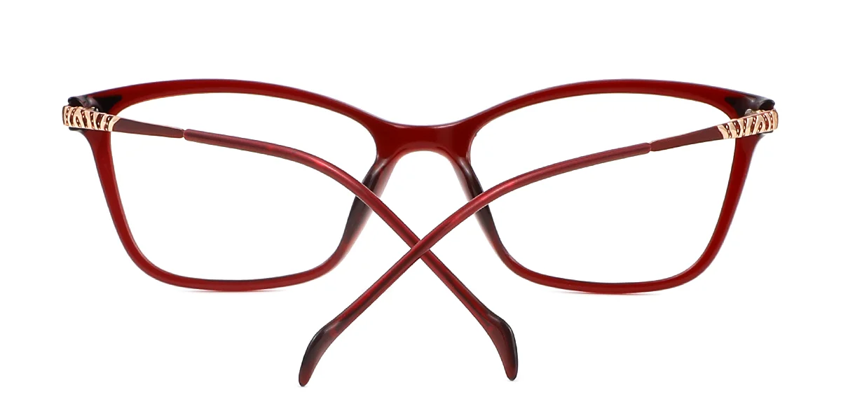 Red Cateye Rectangle Simple Retro Spring Hinges Super Light Eyeglasses | WhereLight