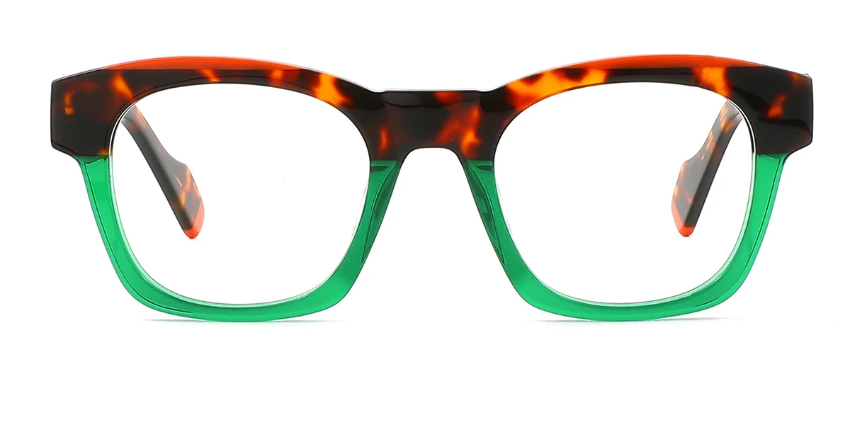 Green Rectangle Simple Custom Engraving Eyeglasses | WhereLight