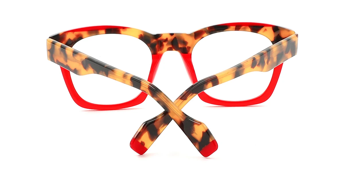 Red Rectangle Simple Custom Engraving Eyeglasses | WhereLight