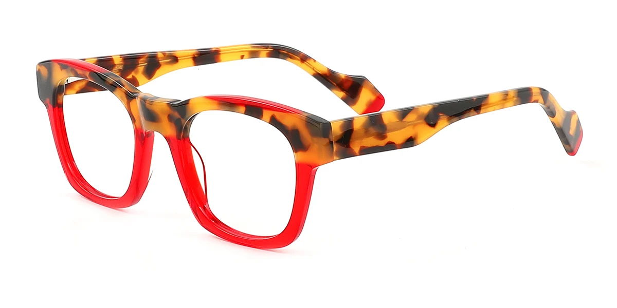 Red Rectangle Simple Custom Engraving Eyeglasses | WhereLight