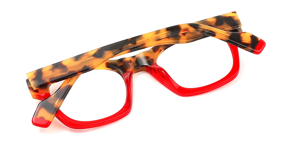 Red Rectangle Simple Custom Engraving Eyeglasses | WhereLight