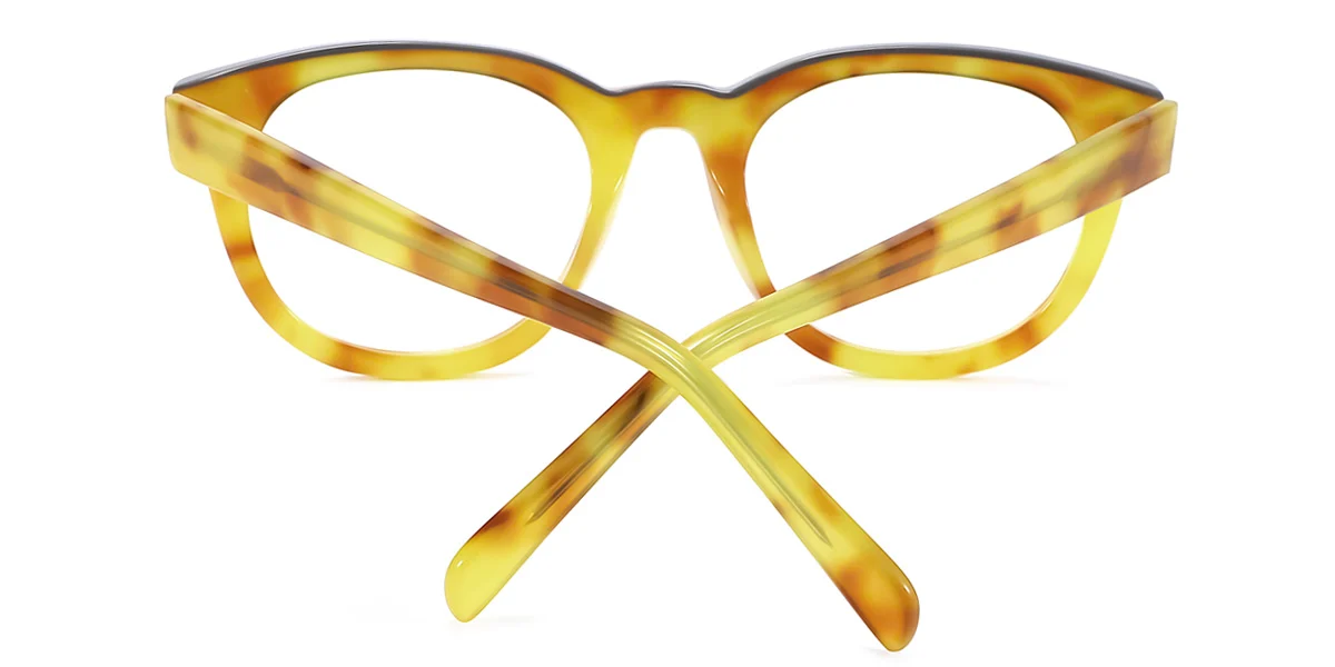 Yellow Oval Unique Spring Hinges Custom Engraving Eyeglasses | WhereLight