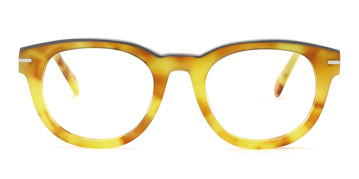 Yellow Oval Unique Spring Hinges Custom Engraving Eyeglasses | WhereLight