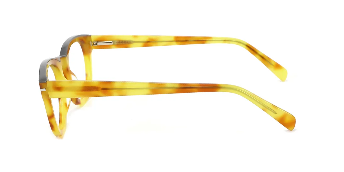 Yellow Oval Unique Spring Hinges Custom Engraving Eyeglasses | WhereLight