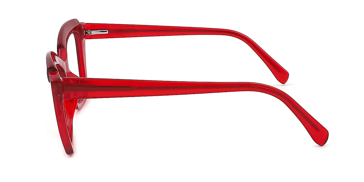 Red Cateye Irregular Classic Retro Unique Gorgeous Spring Hinges Custom Engraving Eyeglasses | WhereLight