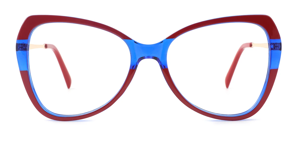 Blue Cateye Butterfly Retro Unique Spring Hinges Custom Engraving Eyeglasses | WhereLight