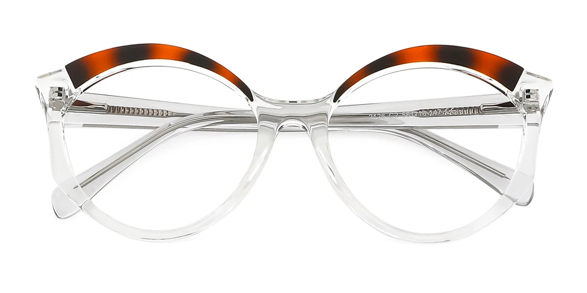 Clear Cateye Unique Gorgeous Spring Hinges Custom Engraving Eyeglasses | WhereLight