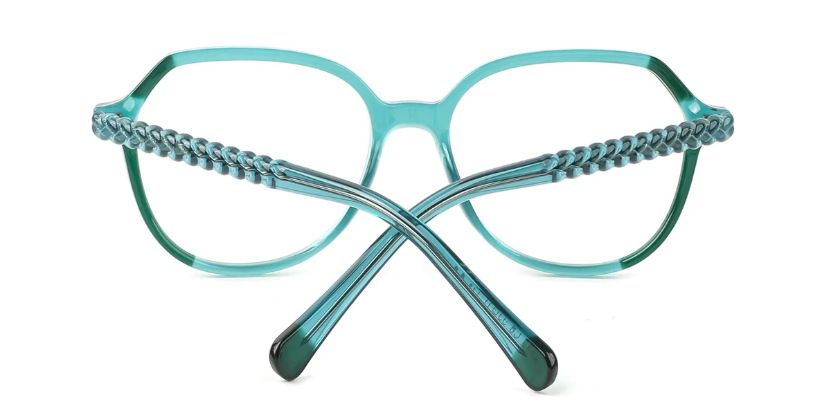 Green Geometric Irregular Unique Gorgeous  Eyeglasses | WhereLight