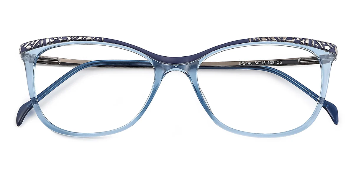 Blue Oval Unique Gorgeous Spring Hinges Super Light Eyeglasses | WhereLight