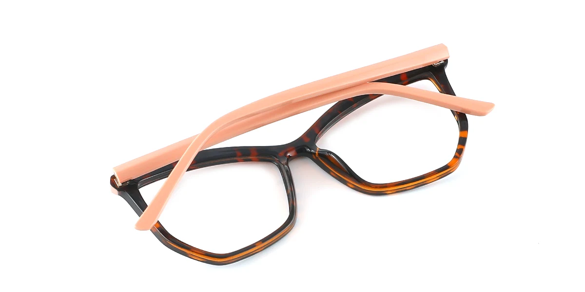 Tortoiseshell Geometric Simple Classic Spring Hinges Custom Engraving Eyeglasses | WhereLight