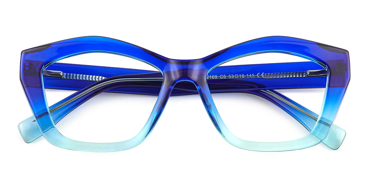 Blue Cateye Gorgeous Spring Hinges Eyeglasses | WhereLight