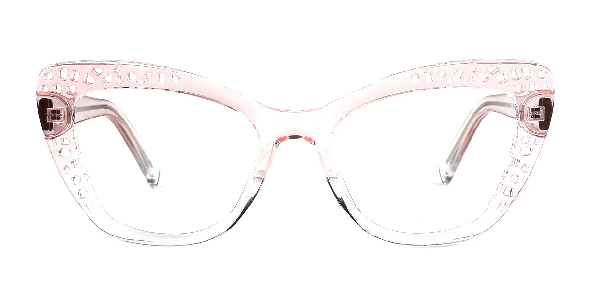 Pink Cateye Simple Spring Hinges Custom Engraving Eyeglasses | WhereLight