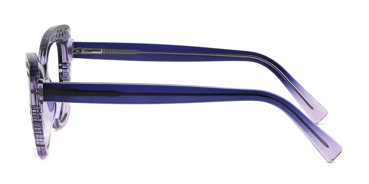 Purple Cateye Simple Spring Hinges Custom Engraving Eyeglasses | WhereLight