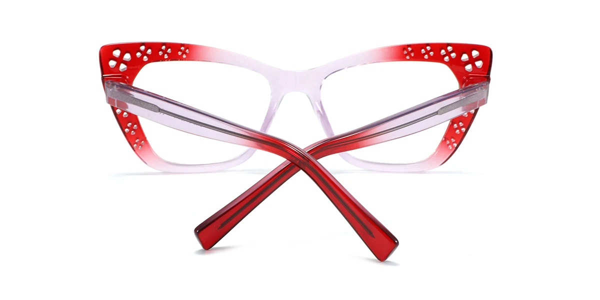 Red Cateye Unique Spring Hinges Custom Engraving Eyeglasses | WhereLight