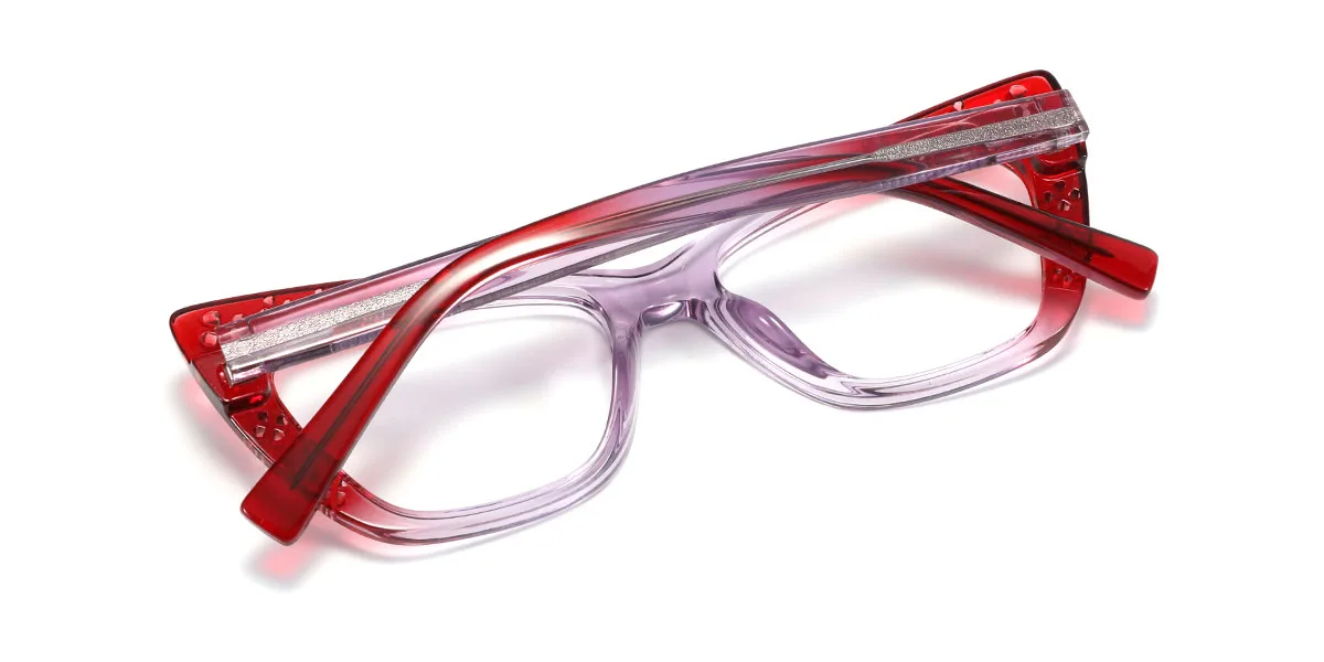 Red Cateye Unique Spring Hinges Custom Engraving Eyeglasses | WhereLight