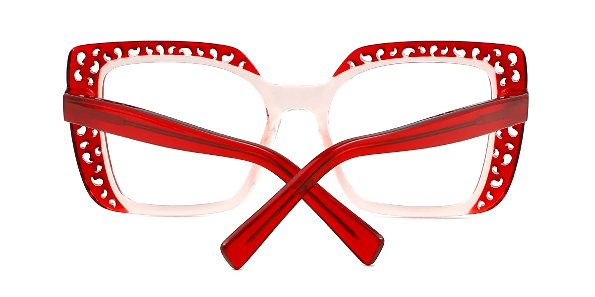 Red Rectangle Simple Classic Custom Engraving Eyeglasses | WhereLight