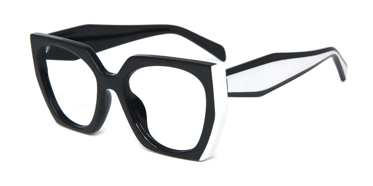 Black Rectangle Geometric Simple Retro Custom Engraving Eyeglasses | WhereLight
