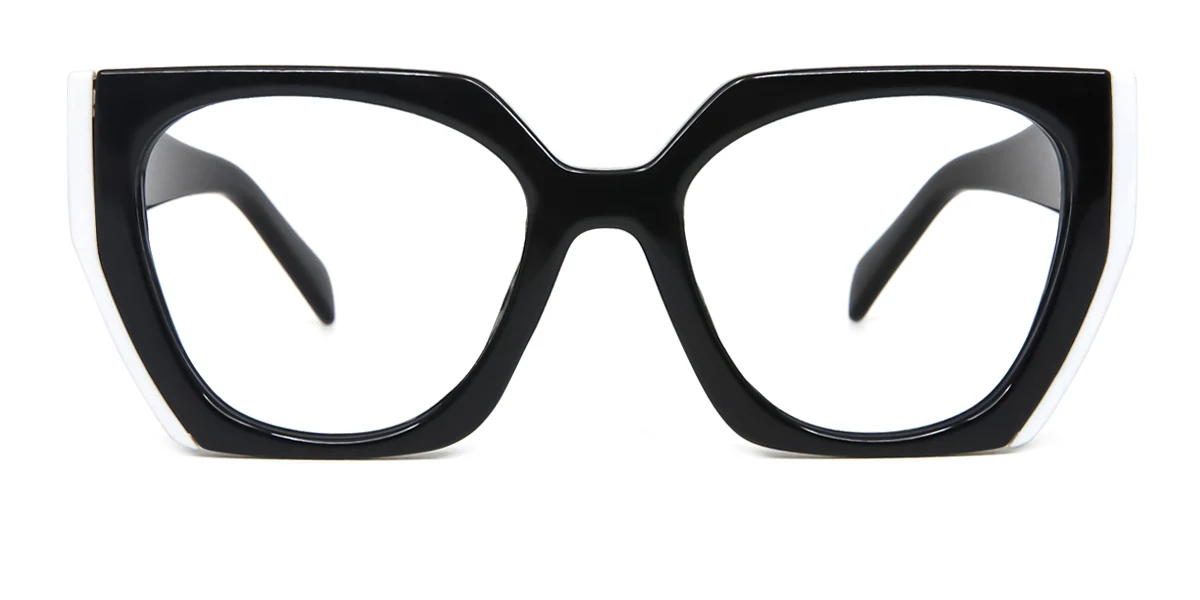 Black Rectangle Geometric Simple Retro Custom Engraving Eyeglasses | WhereLight