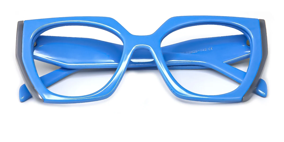Blue Rectangle Geometric Simple Retro Custom Engraving Eyeglasses | WhereLight