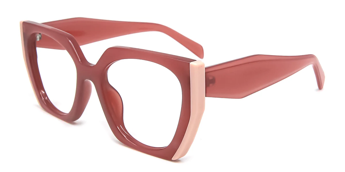 Pink Rectangle Geometric Simple Retro Custom Engraving Eyeglasses | WhereLight