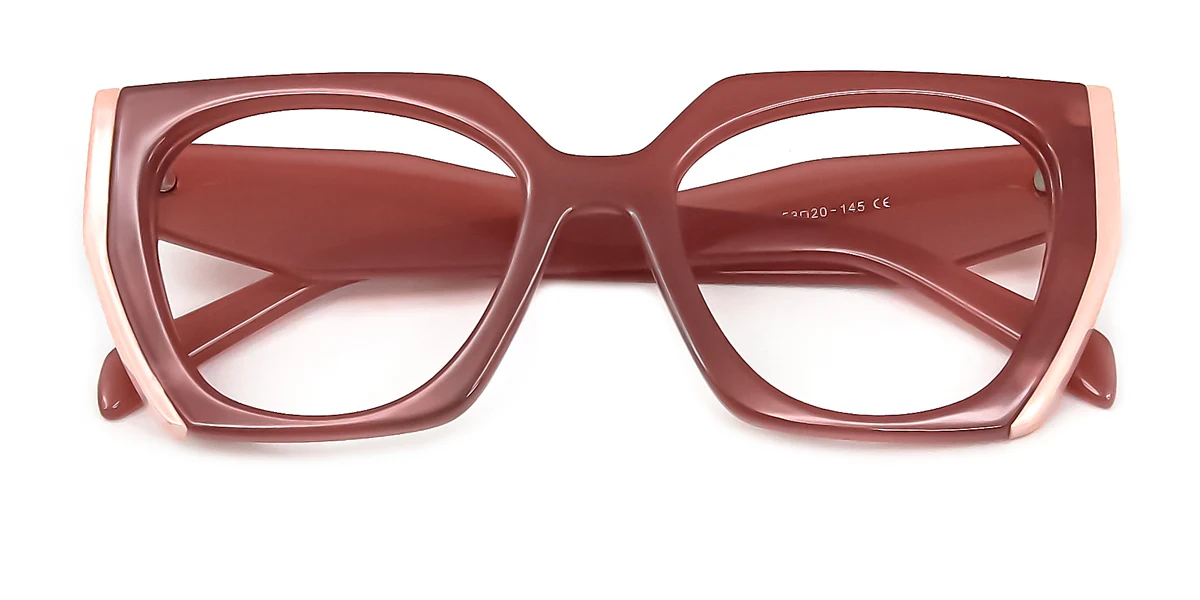 Pink Rectangle Geometric Simple Retro Custom Engraving Eyeglasses | WhereLight