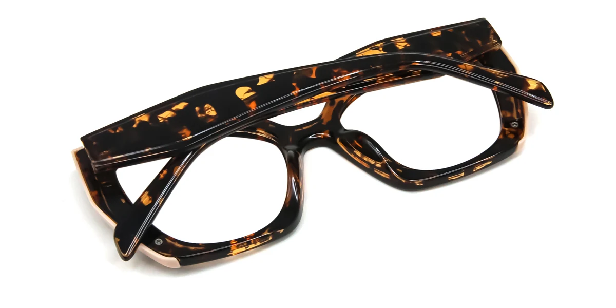 Tortoiseshell Rectangle Geometric Simple Retro Custom Engraving Eyeglasses | WhereLight