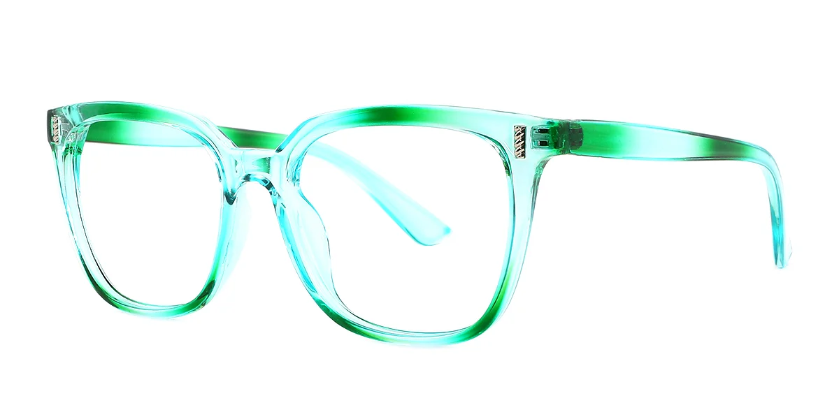 Green Rectangle Classic Custom Engraving Eyeglasses | WhereLight