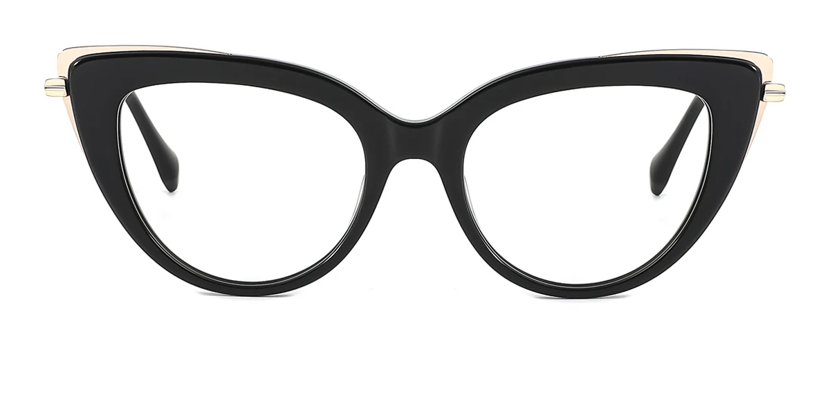 Black Cateye Oval Simple Retro Unique Spring Hinges Eyeglasses | WhereLight
