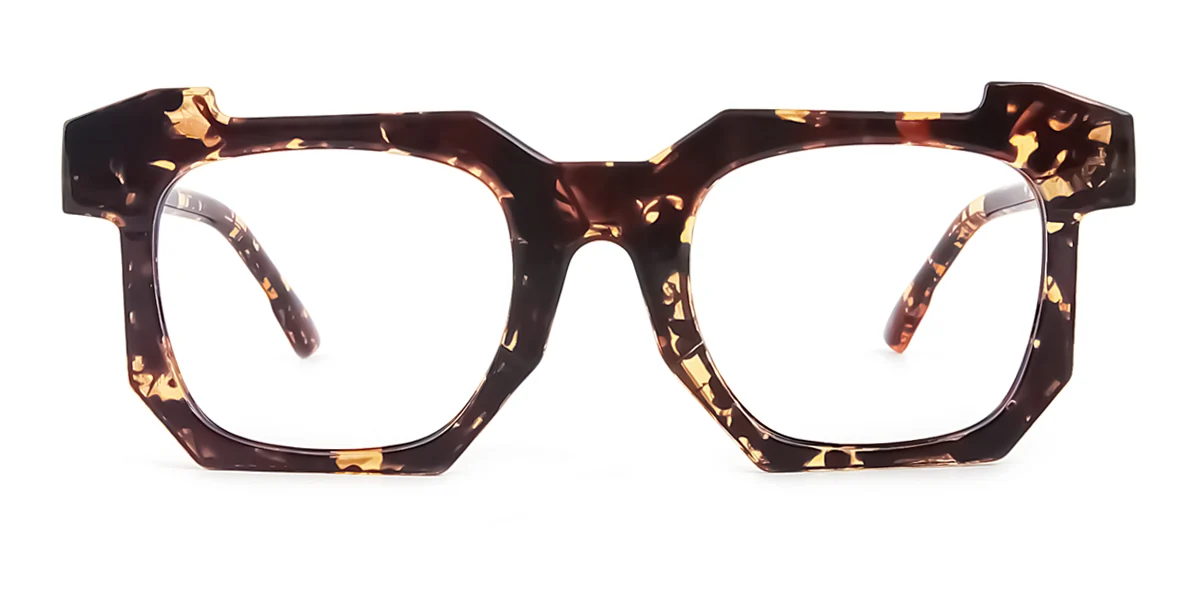 Tortoiseshell Geometric Unique Custom Engraving Eyeglasses | WhereLight