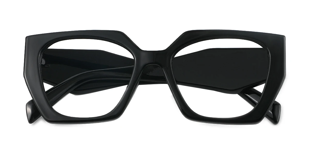 Black Geometric Irregular Retro Custom Engraving Eyeglasses | WhereLight