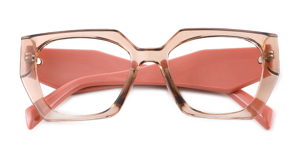 Brown Geometric Irregular Retro Custom Engraving Eyeglasses | WhereLight
