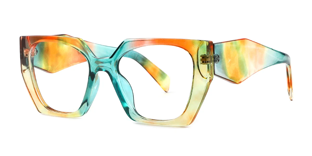 Multicolor Geometric Irregular Retro Custom Engraving Eyeglasses | WhereLight