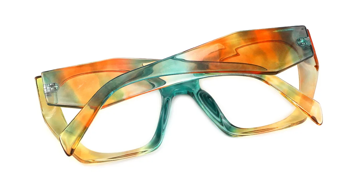 Multicolor Geometric Irregular Retro Custom Engraving Eyeglasses | WhereLight