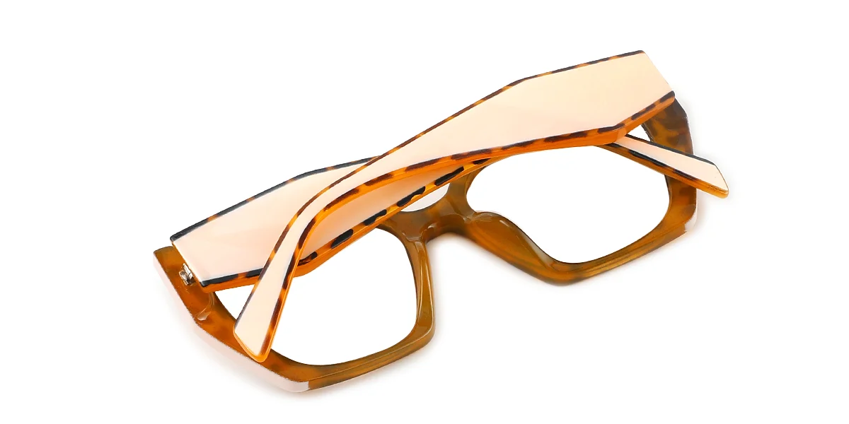 Tortoiseshell Geometric Irregular Retro Custom Engraving Eyeglasses | WhereLight