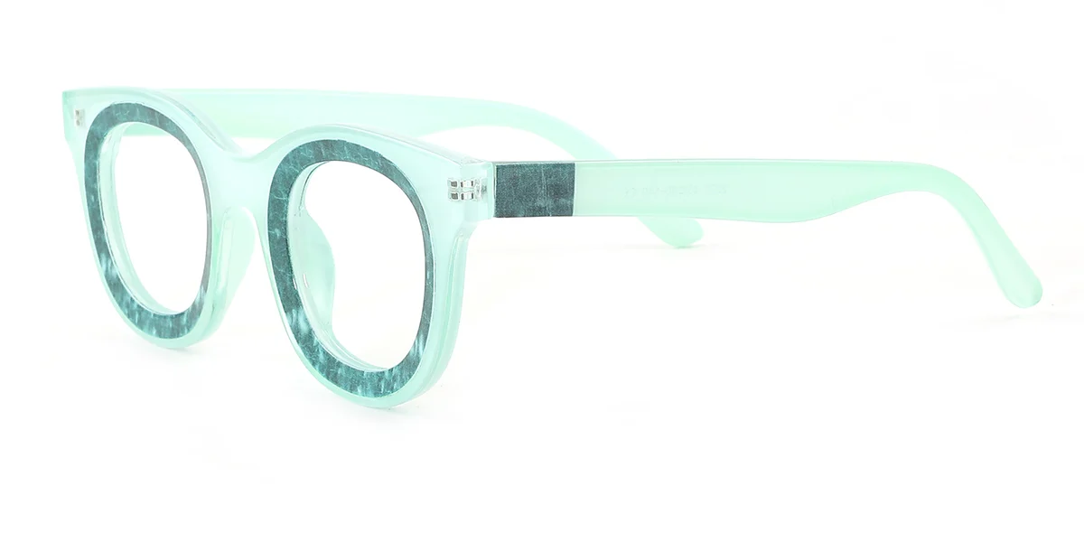 Green Round Simple Retro Custom Engraving Eyeglasses | WhereLight
