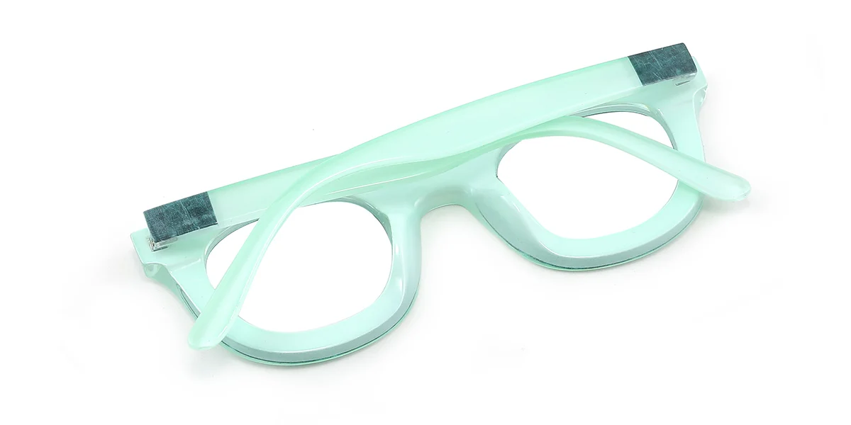 Green Round Simple Retro Custom Engraving Eyeglasses | WhereLight
