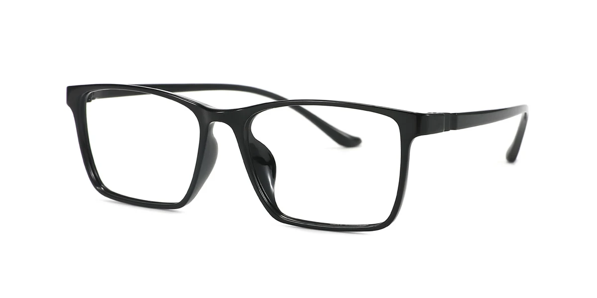 Black Rectangle Simple  Eyeglasses | WhereLight