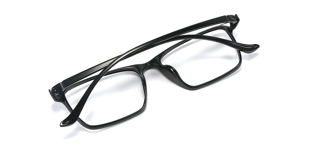 Black Rectangle Simple  Eyeglasses | WhereLight