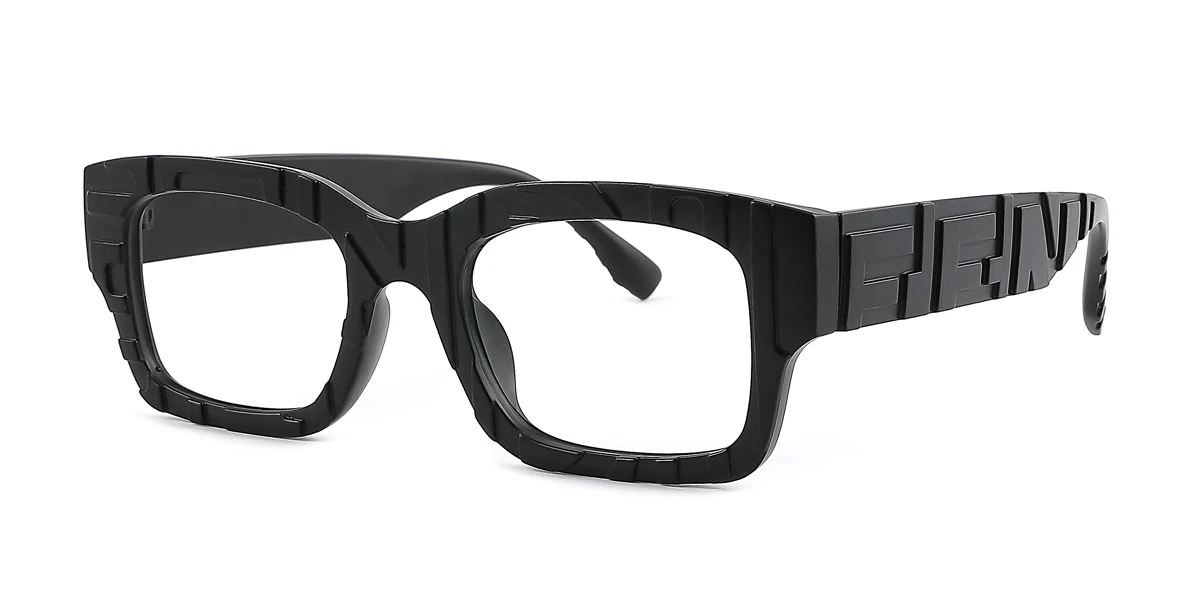 Black Rectangle Unique Custom Engraving Eyeglasses | WhereLight