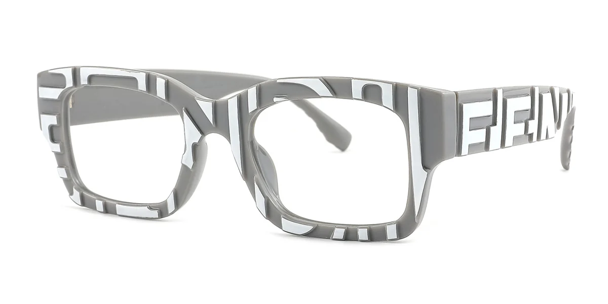 Grey Rectangle Unique Custom Engraving Eyeglasses | WhereLight